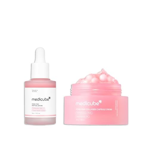 medicube Overnight Renewal Salmon PDRN Duo: Salmon DNA PDRN Pink Peptide Serum and Salmon DNA PDRN Pink Collagen Capsule Cream, Gifts for Her, Skin Care Set