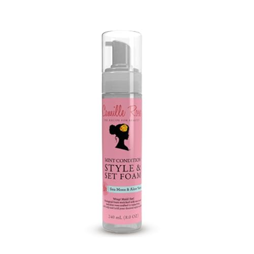 Camille Rose Style & Set Foam, Mint Condition ? Sea Moss & Aloe Vera Hair Styling Mousse, Curl Defining, Volumizing + Frizz Control, 8 Oz