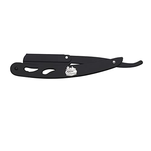 the shave factory Straight Edge Razor Kit - with Single | Stainless Steel razors for men from (Black / 200 Derby Premium Blades)