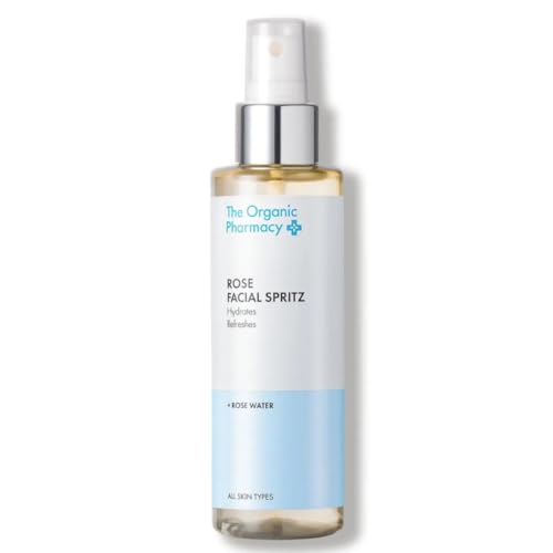 The Organic Pharmacy Rose Facial Spritz, Toner to Hydrate, Freshen, and Soothe Skin, 3.3 Ounce