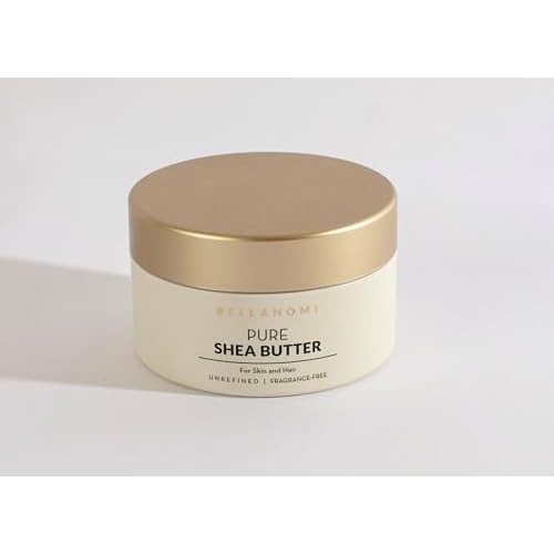 Bellanomi 100% Pure African Raw Shea Butter for Hair & Skin, Organic Formula, Unscented, Moisturizing, Body Butter for Dry Skin, Hair and Nails (3.4 oz)