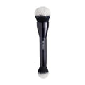 Lune+Aster Powder Duo Brush | Dual-Ended Makeup Brush For Application Of Bronzers, Blushes And Powders. Made with Alumium Handle, Vegan Bristles.