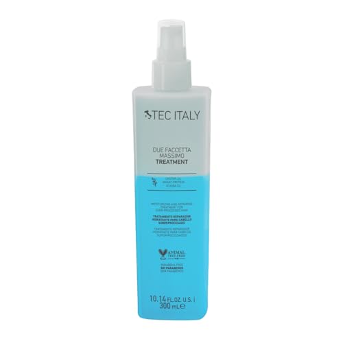 Tec Italy Due Faccetta Massimo, Leave-In Treatment for Overprocessed Hair, UV & UVA Protection, Frizz Control, PH Balancer & Deep Hydration, 10.14 fl oz (300 ml)