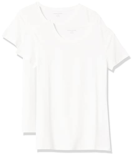 Amazon Essentials Women's Classic-Fit Short-Sleeve Crewneck T-Shirt, Pack of 2, White, X-Small