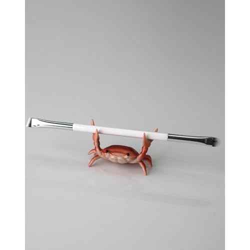 Crab Pen Holder For Desk Cute, Cute Makeup Brush Holder, Single Fountain Pen Holder For Desk, Cute Vanity Accessories Gift For Woman Who Have Everything, 2024 Upgrade Well Balanced, Red