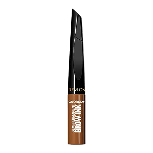 Revlon ColorStay 5-in-1 Semi-Permanent Brow Ink with Spoolie Brush, Waterproof, Transfer-proof, Smudge-proof, Easy to Remove Eyebrow Makeup, 351 Warm Brown Ink, 0.09 fl oz.