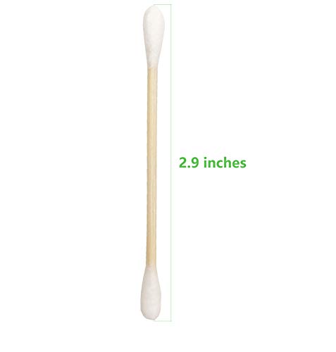 900pcs Cotton Swabs with Wooden Sticks – Double Tipped Bamboo Buds, Reusable Pack