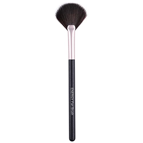 ENERGY Fan Brush Professional Blush Brush Soft Vegan Synthetic Makeup Brush for Face Highlighting,Buffing and Blending with Powder Cream Cosmetics Blusher Highlighter Applicator