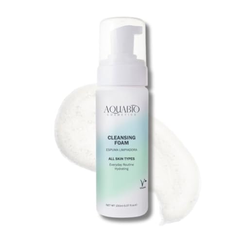 AquaBio Face Cleansing Foam Wash Natural, Clean & Gentle Hydrating Detox for All Skin Types, Vegan & Cruelty-Free with Fruit & Botanical Extracts, Peptide Enriched, Non-Toxic, Paraben-Free, Unisex