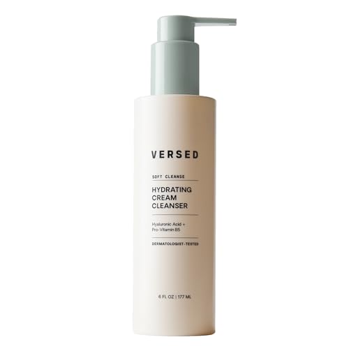 Versed Gentle Hydrating Facial Cleanser - Cream Face Cleanser with Hyaluronic Acid & Aloe Leaf Juice - Fragrance-Free cleanser for Dry Skin (6 fl oz / 177 mL)