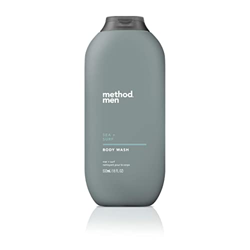 Method Men's - Sea + Surf Body Wash 18 Ounce & Sea + Surf Exfoliating Bar Soap, 6 oz - Set of 2