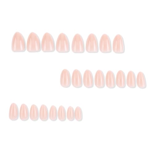 Medium Almond Press On Nails Nude Pink Glossy 24pc