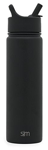 Simple Modern Water Bottle with Straw | Insulated Stainless Steel Thermos for Sports Gym | Summit Collection | 22oz | Midnight Black