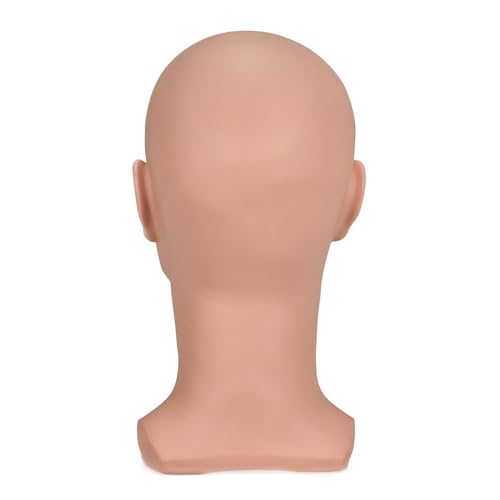 PVC Male Mannequin Head Professional Training Head Bald Manikin Head with Shoulder for Display Headphone Game Console Hats Wigs Jewellery Glasses Facemask Caps Model Head