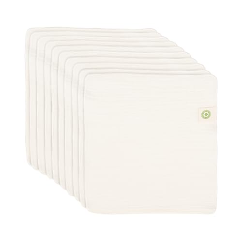 Organic Cotton Reusable Baby Wipes - 10 Pack, Soft & Washable