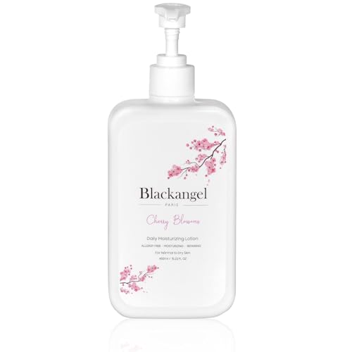 blackangel Cherry Blossoms Body Lotion for Dry skin, Body Lotion & Facial Moisturizer for women,Cherry Blossoms Cream Plant-Based Moisturizer for 48 hr of Hydration, 15.22 fl. oz