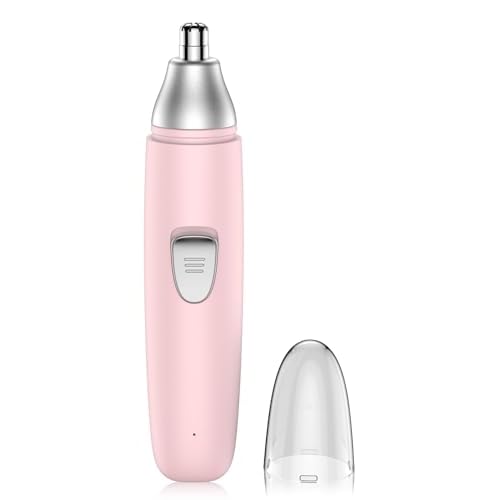 Nose Hair Trimmer Professional Painless Eyebrow Trimmer Powerful Motor and Edge Blades for Smoother Cutting (Pink)