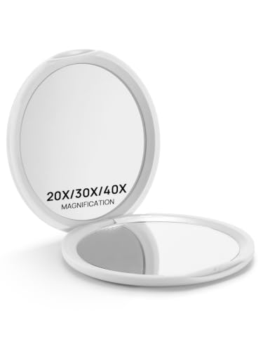 Macaki 1X/40X Compact Travel Makeup Mirror White 3-inch with Stable Hinge
