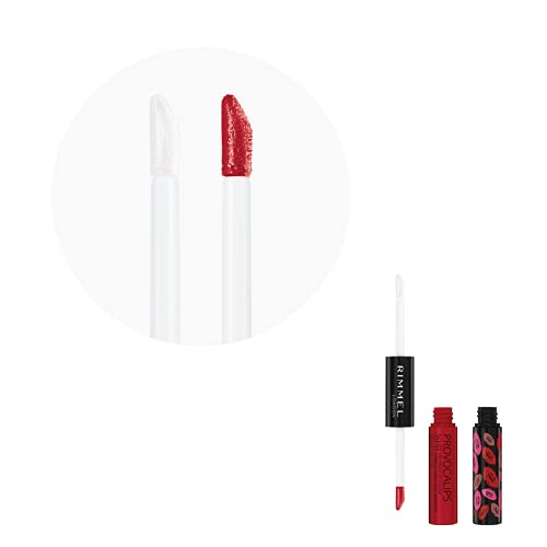 Rimmel London Provocalips 16hr Kiss-Proof Lip Color - Two-Step Liquid Lipstick to Lock in Color and Shine - 550 Play With Fire, .14 fl.oz. (Pack of 2)