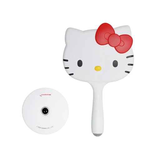 Impressions Vanity Hello Kitty LED Handheld Makeup Mirror with Magnetic Ball Standing Base, Velvety Soft Touch Finish, Ultra Bright Adjustable Brightness, Portable Lighted Mirrors for Travel and Home