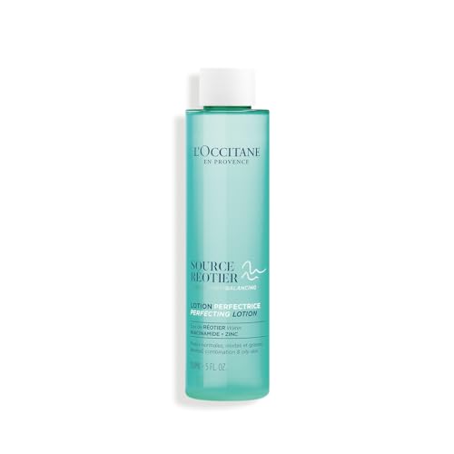 L'OCCITANE Source Reotier Perfecting Lotion: Balance & Tone Skin with Hyaluronic Acid, Remove Excess Sebum, 5 Fl. Oz