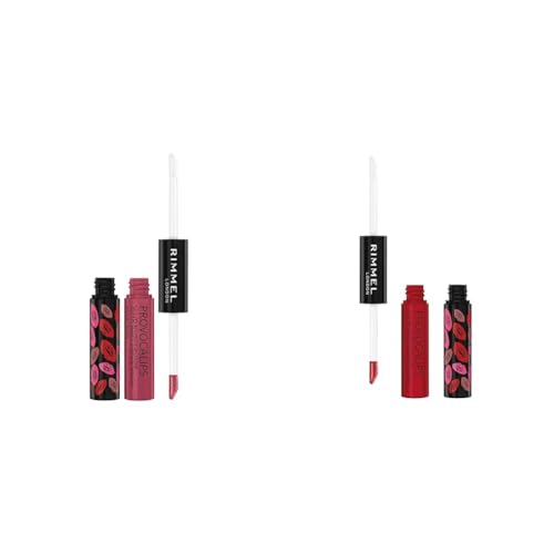Rimmel London Provocalips 16hr Kiss-Proof Lip Color Bundle - 420 Berry Seductive & 750 Heart Breaker, Two-Step Liquid Lipsticks