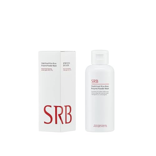 SRB Stabilized Rice Bran Enzyme Powder Wash - Exfoliating Face Wash with Enzymes for Sensitive and Acne Skin - Hydrating Collagen Rice Cleansing Powder (2.46oz)