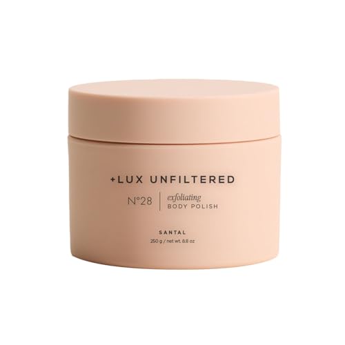 + Lux Unfiltered N¡Æ28 Exfoliating Body Polish in Santal - Exfoliating Body Scrub with Shea Butter, Passion Fruit Oil, & Vitamin E - Hydrating & Moisturizing Sugar Scrub - Vegan & Cruelty Free