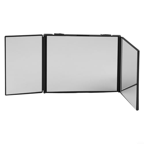 VRTYVEYBB 3-Way Tri-Fold Vanity Mirror 360° Fold-Out for Makeup & Grooming, Portable 6.7 x 6.3 inches, Black