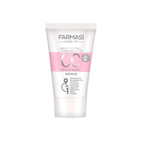 FARMASi Makeup CC Cream 1.7 Fl Oz (Medium), Pure, Natural and Flawless Finish, Medium to Full Coverage, All-Day Hold, All Skin Types, Zen Mascara Extension Lash 0.27 Fl Oz