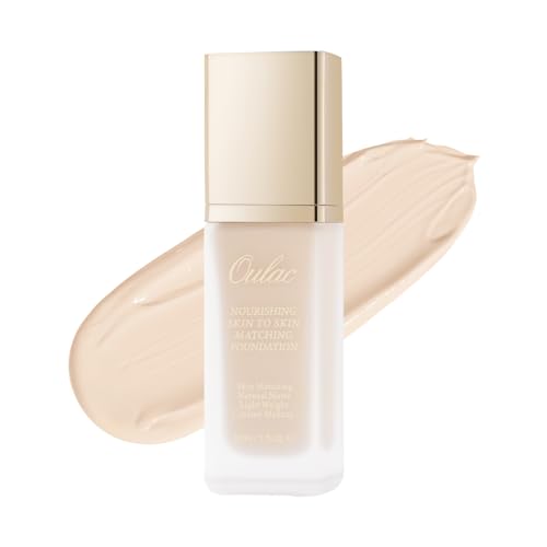 Oulac Foundation Make Up, Skincare Infused With Aloe Leaf And Vitamin E, Medium to High Coverage Liquid Foundation, Foundation Vegan 30ml, Shade：Porcelain 01