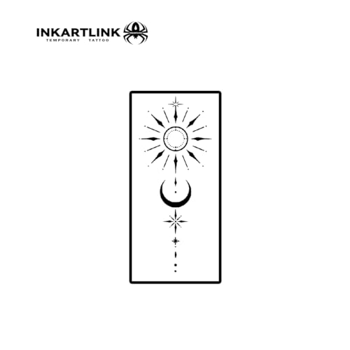 INKARTLINK Sun and Moon Temporary Tattoos | Waterproof 7-14 Days