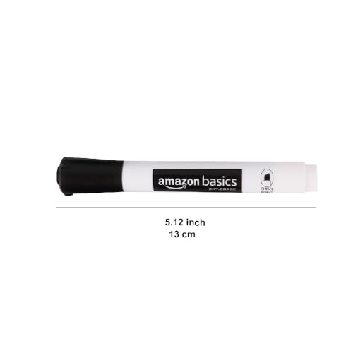 Amazon Basics 12-Pack Low-Odor Chisel Tip Dry Erase Whiteboard Markers, Black