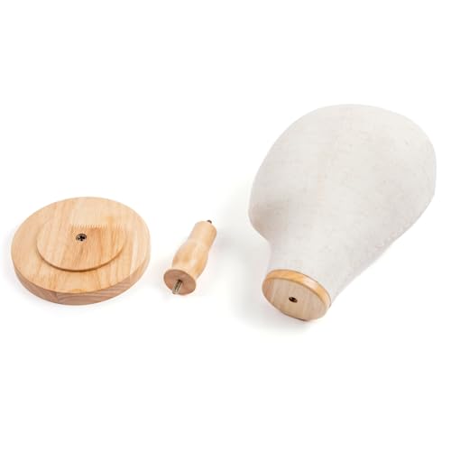 Canvas Wig Head Stand with Wooden Base - Professional Mannequin