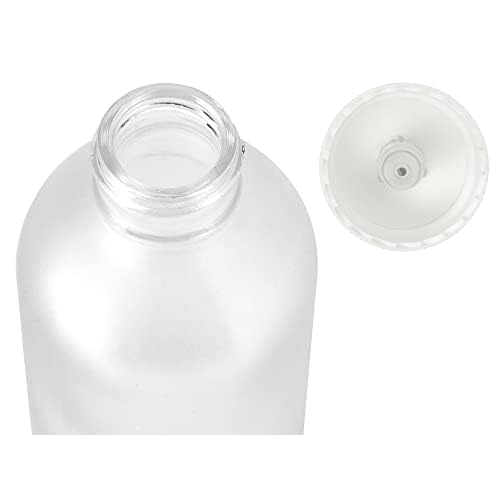 JUVITUS 4 oz / 120 ml Frosted Clear Glass Boston Round Bottle with White Treatment Pump (24 Pack) Refillable Empty Storage Containers