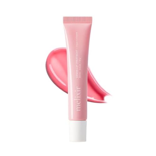 Melixir Vegan Lip Treatment, Sheer Tinted Lip Balm for Instant Hydration & Shine, Moisturizing Lip Gloss, Infused with Vegan Collagen & Jojoba Oil, Cruelty-Free, Korean Skincare-2 Rose(0.5oz/15g)