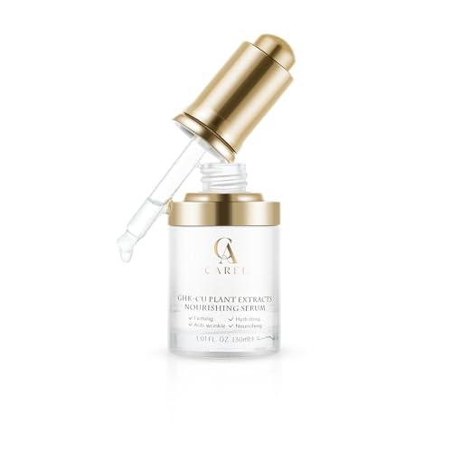 GHK-CU Peptides Nourishing Serum, Copper Tripeptide-1 for Firm, Wrinkle, Plant Extracts, Aloe, Agave for Skin Renewal and Moisture, All Skin Types, 1.01 fl oz