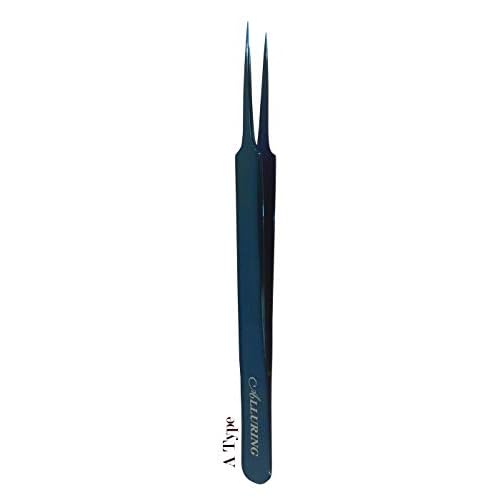 Alluring TITANIUM BLUE Tweezers for Eyelash Extension for Volume Lashes 3D, 5D & 6D lashes - A TYPE STRAIGHT TWEEZERS