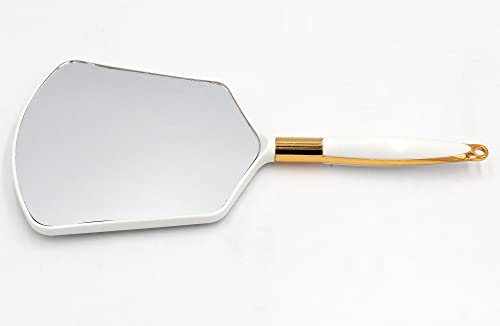 Hand Held Mirror with Handle 6x6.8 White