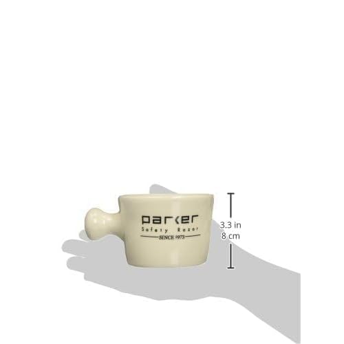Parker Deluxe Stoneware Apothecary Shaving Mug ? for use with up to 3¡± Shave Soaps and Lathering Shave Creams ? Handmade in The USA (Ivory)