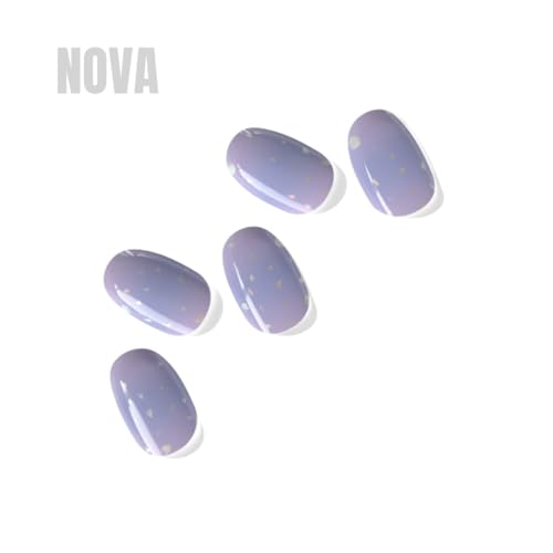 NOVA, Female Founded, Semi Cured Gel Nail Strips (Nova) - The 10 Minute Manicure. Salon-Quality, Works with Any Nail Lamp, Easy to Apply & Remove - Incl. Nail File & Wooden Stick (Nova)