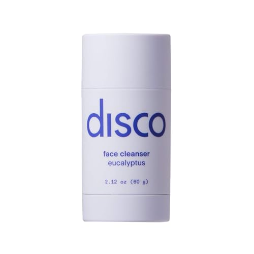 Disco Charcoal Face Cleanser Stick for Men, All-Natural, Paraben-Free Solid Wash Cooling Eucalyptus Aroma, Hydrating, Portable 2.12oz Stick Removes Dirt, Build-Up, Ideal Gym, Travel & Sensitive Skin
