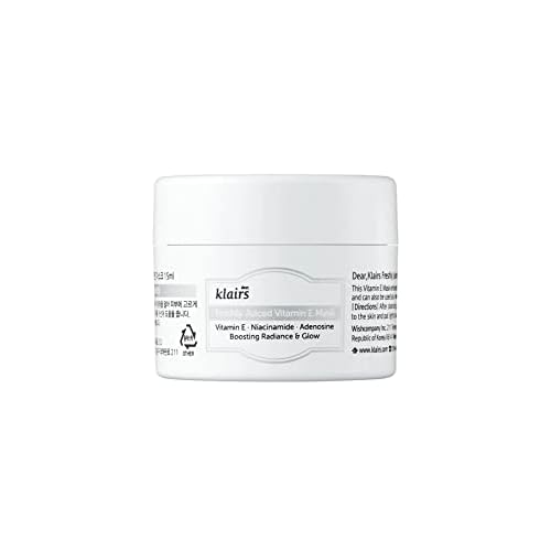 DearKlairs Freshly Juiced Vitamin E Mask, Moisturizer, Sleeping Mask, Boost the Effect of Vitamin C, Niacinamide, Adenosine, Korean Face Cream, Clear Skin, Antioxidant Serum 0.5 Oz
