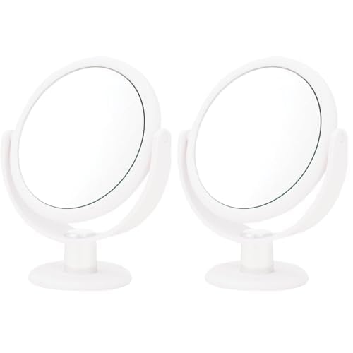 Danielle 10X Soft Touch Round Vanity Mirror, White (Pack of 2)
