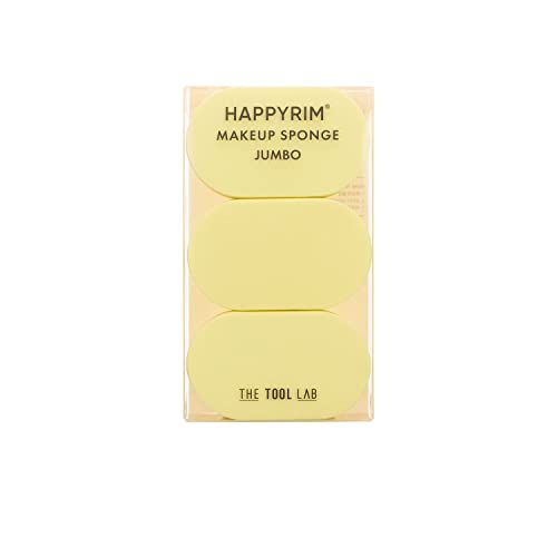 THE TOOL LAB Happyrim Makeup Sponge Jumbo (3pcs) - Beauty Cosmetics Puff and Cosmetics Foundation Blending Sponges, Flawless for Liquid, Cream or Liquid Application Can Use Damp or Dry - Latex Free