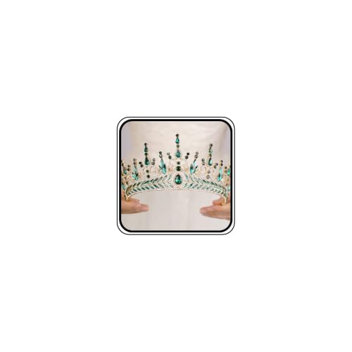 Baroque Green Tiara Crown with Rhinestones for Women