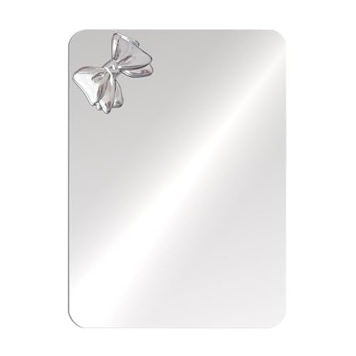 Magnetic Locker Mirror 6"x7" Real Glass Frameless Mirror with Magnetic Backing for School Locker, Bow School Makeup Mirrors for Girls Bathroom Refrigerator Dorm Gym Office Cabinet Home
