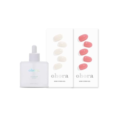 ohora Semi Cured Gel Nail Set of 3 (Pro Easy Peel Remover & N Cream Cotton & N Cream Glow) - Professional Salon-Quality Nail Care
