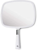 Large Hand Mirror with Ergonomic Handle 9x13 White