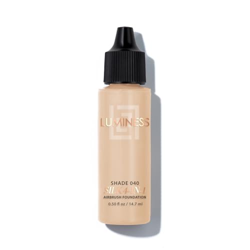 Luminess Air Silk 4-In-1 Airbrush Foundation- Foundation, Shade 040 (.5 Fl Oz) - Sheer to Medium Coverage - Anti-Aging Formula Hydrates and Moisturizes - Professional Makeup Kit for Cordless Air Brush